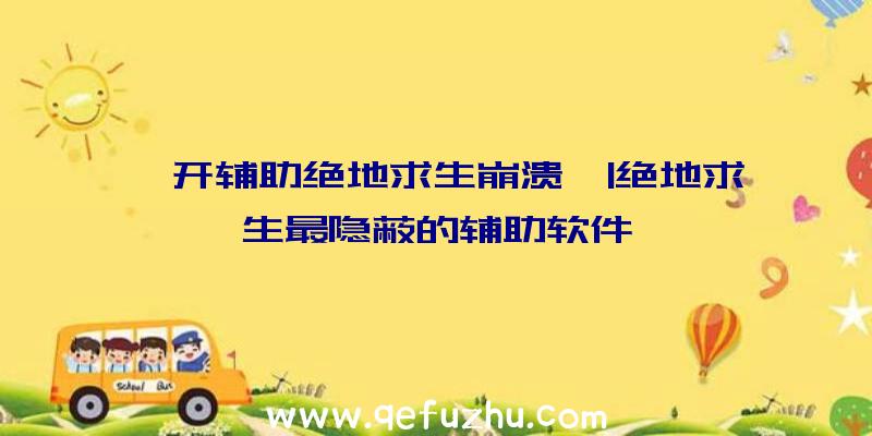 「开辅助绝地求生崩溃」|绝地求生最隐蔽的辅助软件